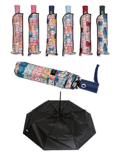 Paraguas automático plegable estampado gatos 2