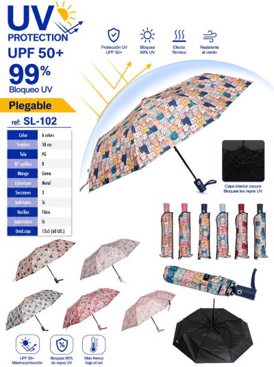 Paraguas automático plegable estampado gatos