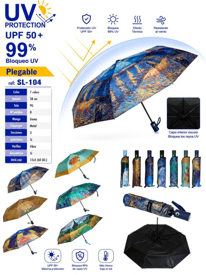 Paraguas automático plegable estampado artístico