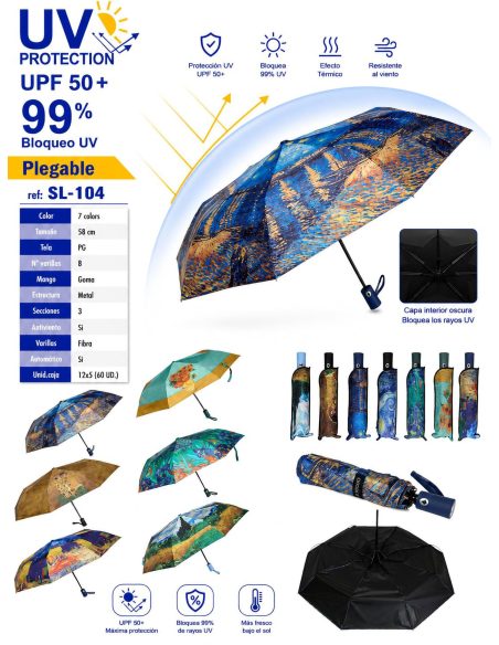 Paraguas automático plegable estampado artístico