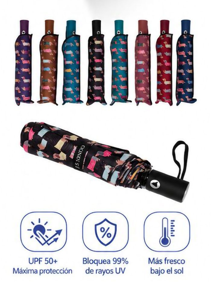 Paraguas automático plegable estampado perros salchicha
