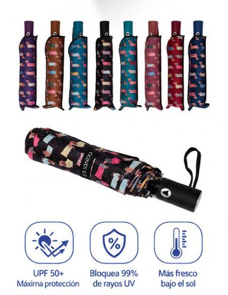 Paraguas automático plegable estampado perros salchicha