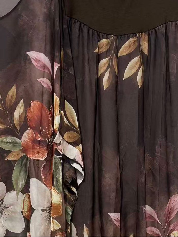 Conjunto blusa maxi de gasa estampado floral y pantalón