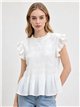 Blusa nido de abeja con volantes