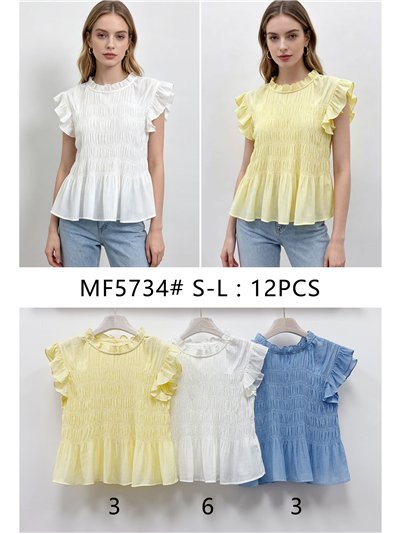 Blusa nido de abeja con volantes 2
