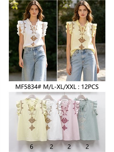 Blusa bordada con lazo 2