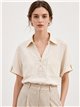 Camisa efecto lino con bolsillos