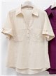 Camisa efecto lino con bolsillos