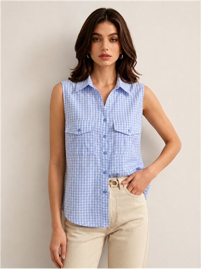 Camisa vichy algodón sin mangas