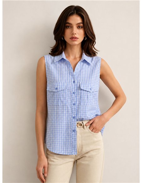 Camisa vichy algodón sin mangas