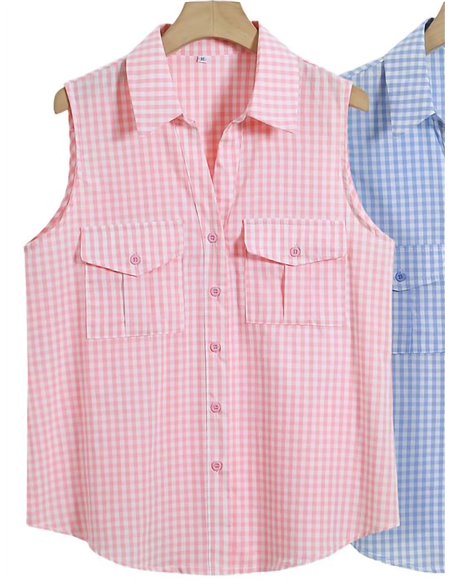 Camisa vichy algodón sin mangas