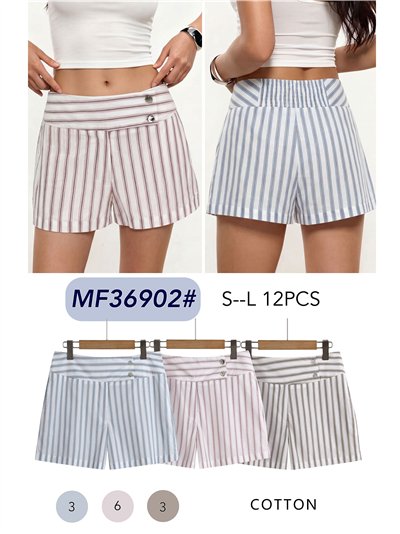 Short algodón rayas con botones 2
