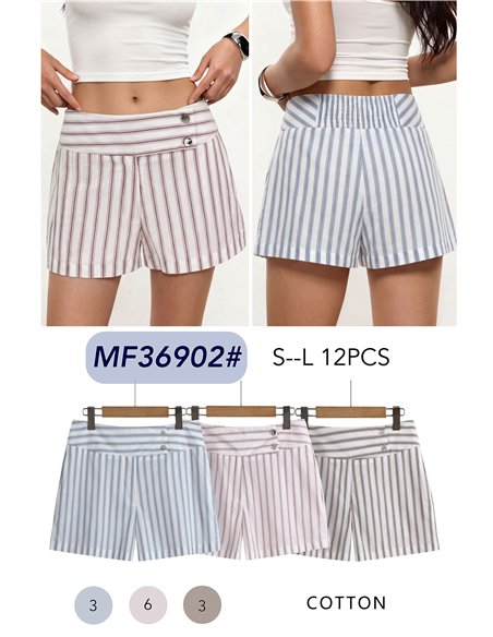 Short algodón rayas con botones