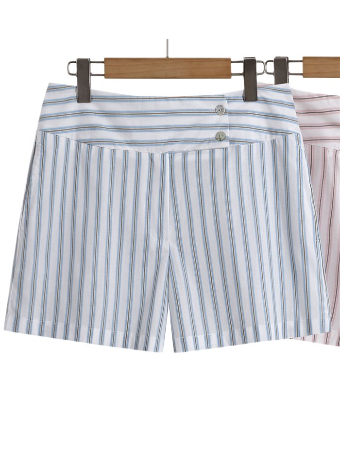 Short algodón rayas con botones