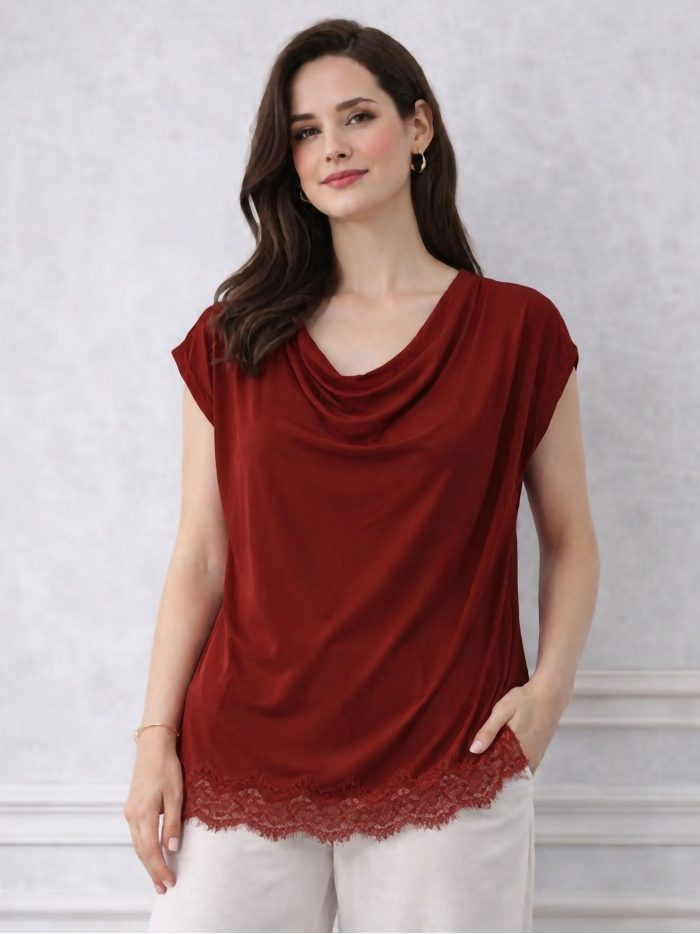 Top in pizzo drappeggiato taglie forti | ZD-98643 | B2B