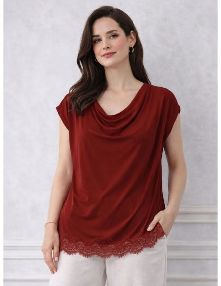 Top in pizzo drappeggiato taglie forti | ZD-98643 | B2B