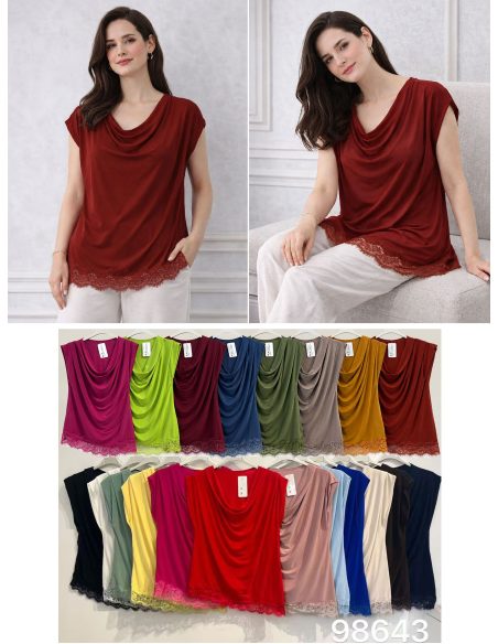Top in pizzo drappeggiato taglie forti | ZD-98643 | B2B