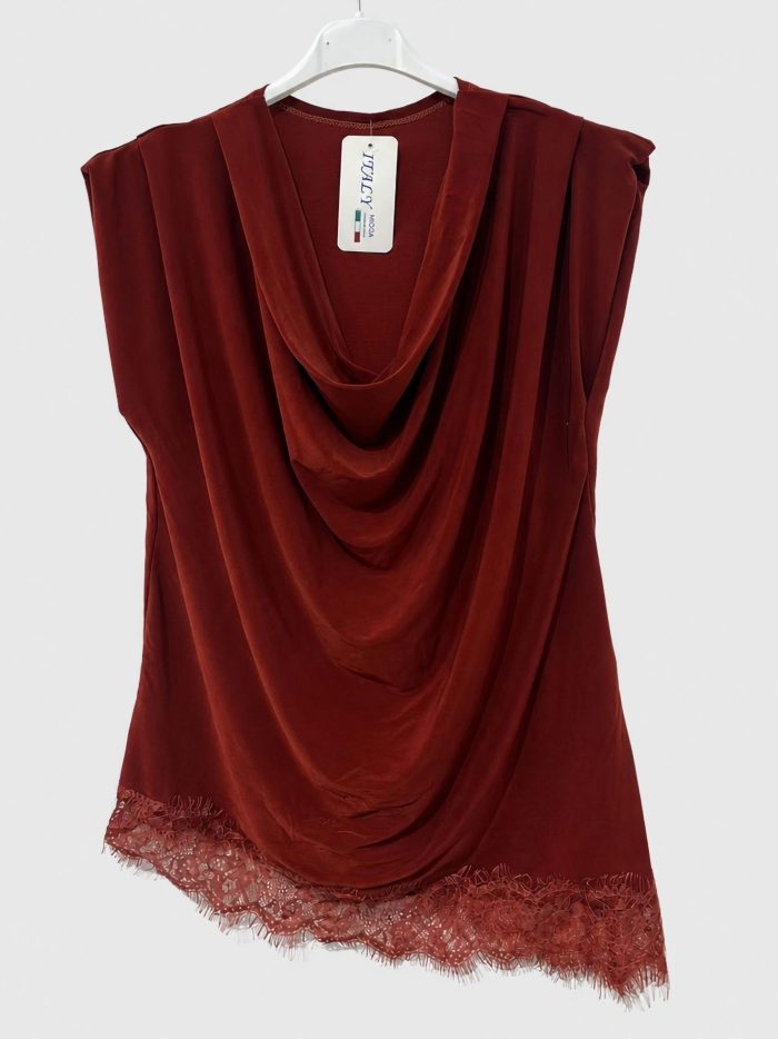 Top in pizzo drappeggiato taglie forti | ZD-98643 | B2B