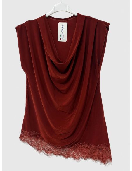 Top in pizzo drappeggiato taglie forti | ZD-98643 | B2B
