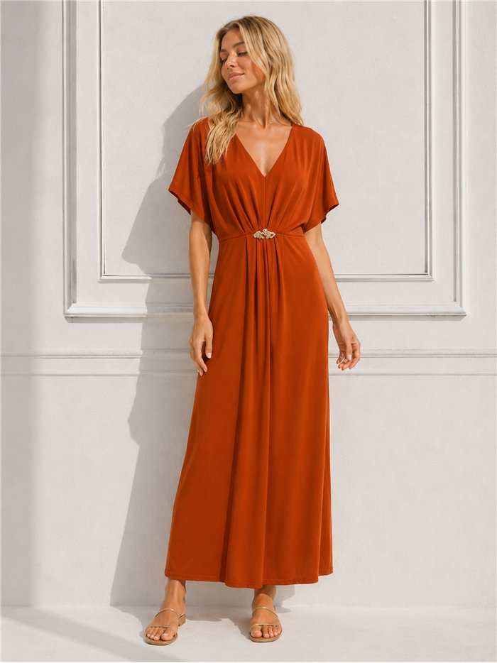 Langes Lycra-Kleid mit Metallic-Details