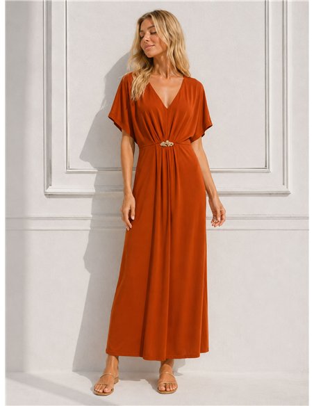 Langes Lycra-Kleid mit Metallic-Details