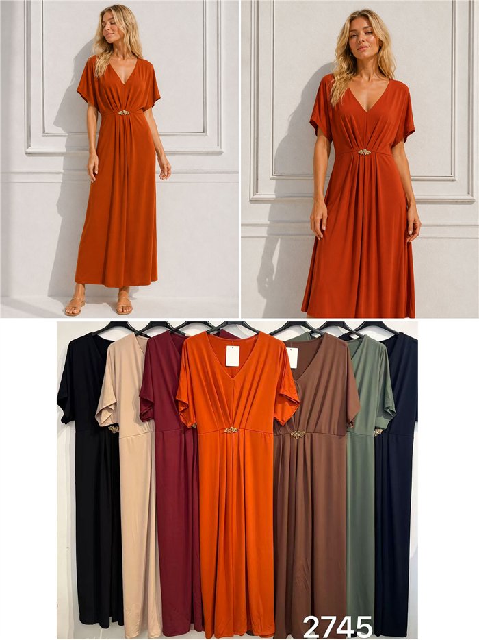 Langes Lycra-Kleid mit Metallic-Details