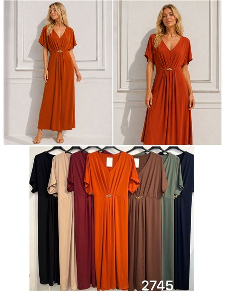 Langes Lycra-Kleid mit Metallic-Details