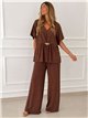 Conjunto blusa lycra talla grande detalle metálico y pantalón