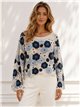 Jersey cropped crochet floral