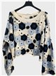 Jersey cropped crochet floral