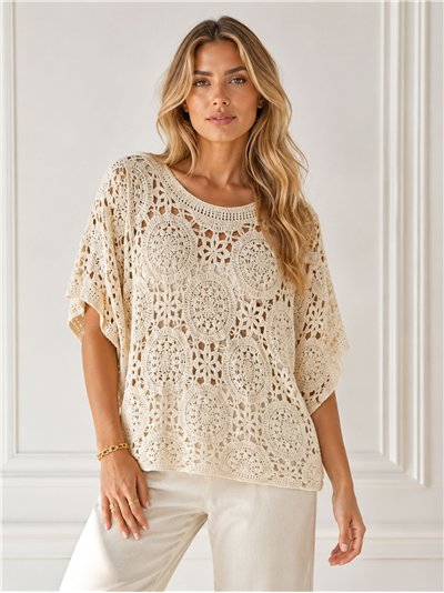 Jersey amplio calado de crochet