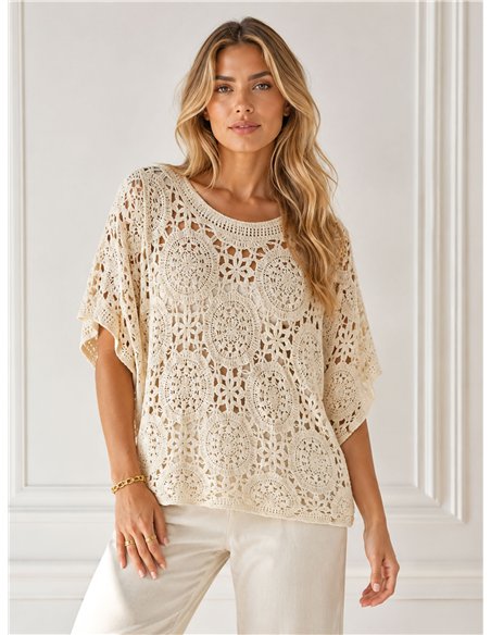 Jersey amplio calado de crochet