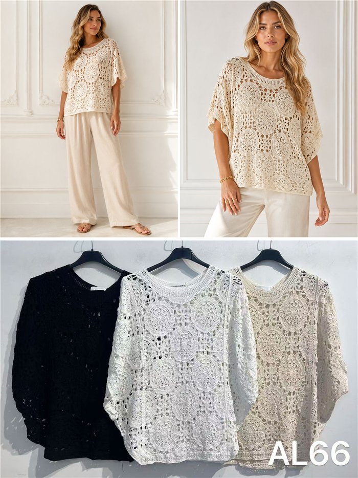 Jersey amplio calado de crochet