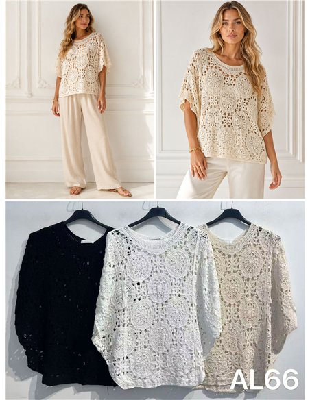 Jersey amplio calado de crochet