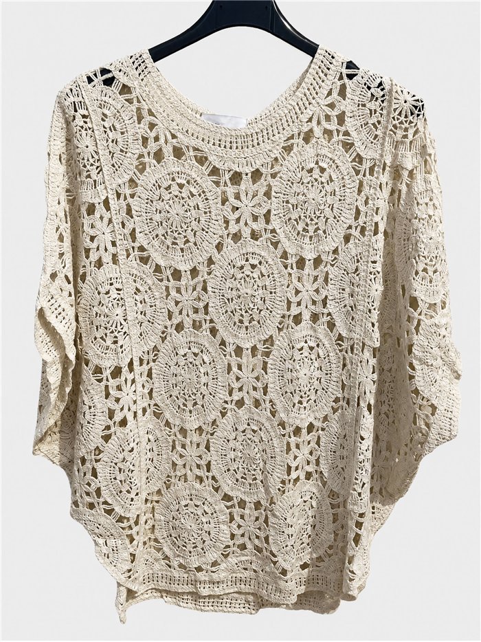 Jersey amplio calado de crochet