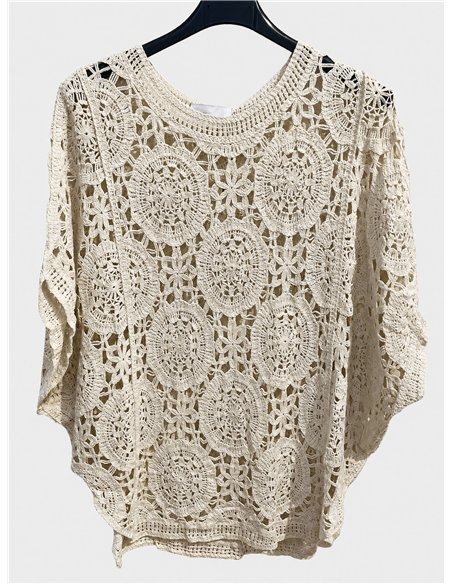 Jersey amplio calado de crochet