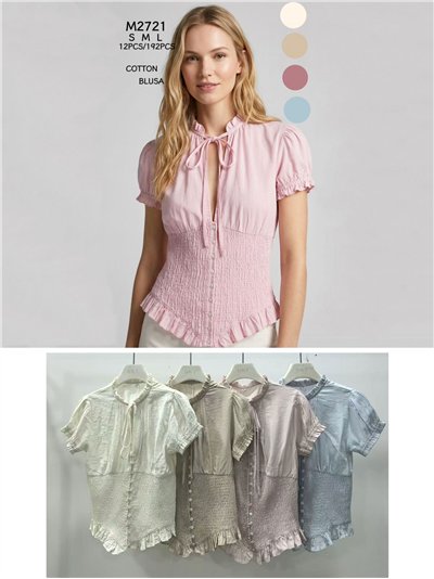 Blusa fruncida con lazada 2