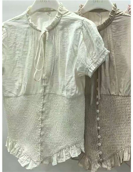 Camicetta arricciata con fiocco