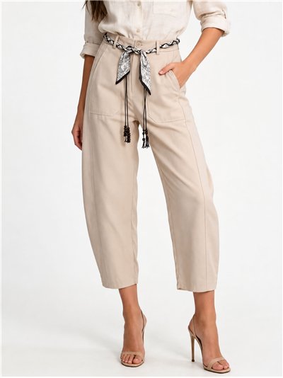 Pantalón barrel con cinturón