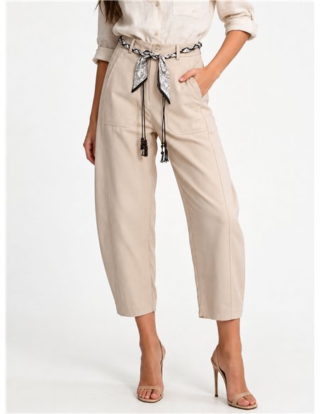 Pantalón barrel con cinturón
