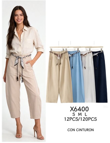 Pantalón barrel con cinturón