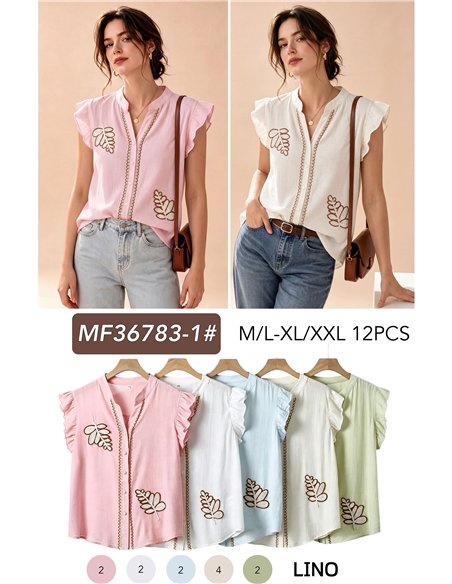 Blusa bordada hojas