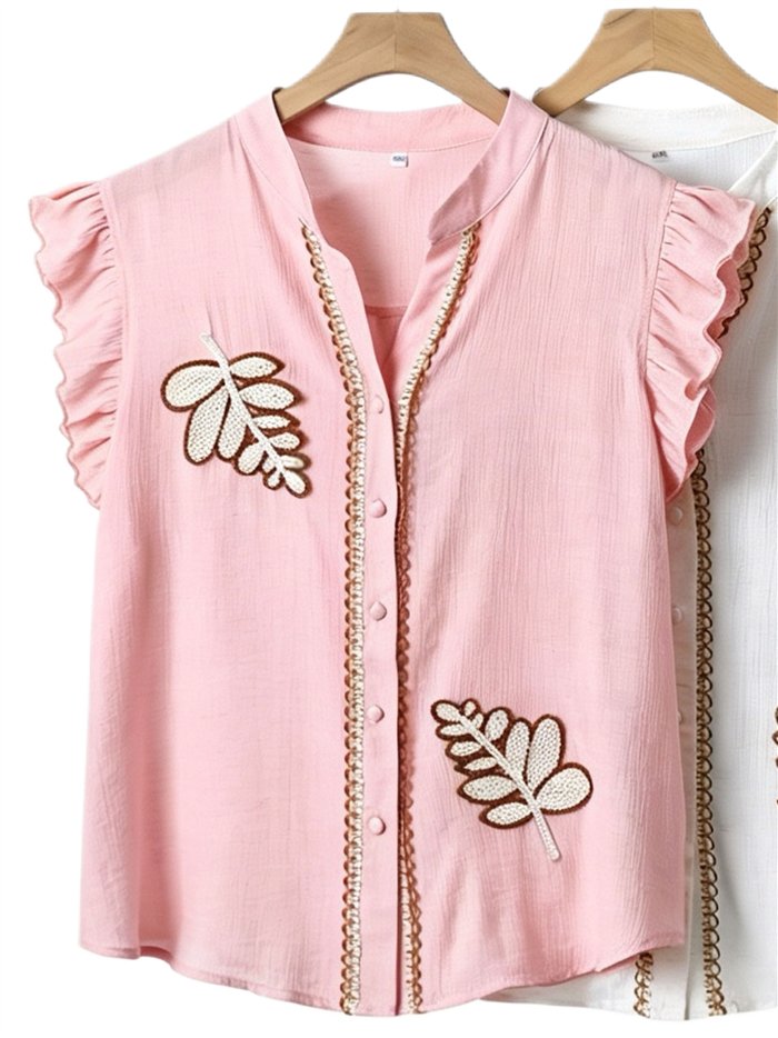 Blusa bordada hojas