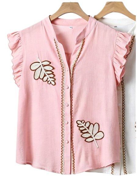Blusa bordada hojas