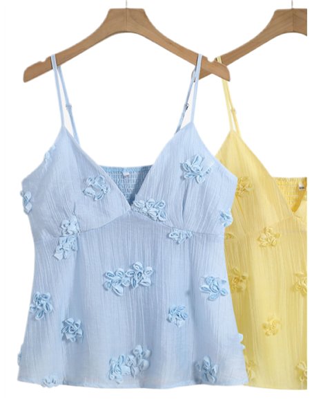 Top tirantes flores en relieve