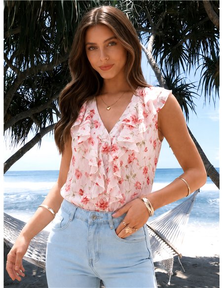 Blusa floral con volantes