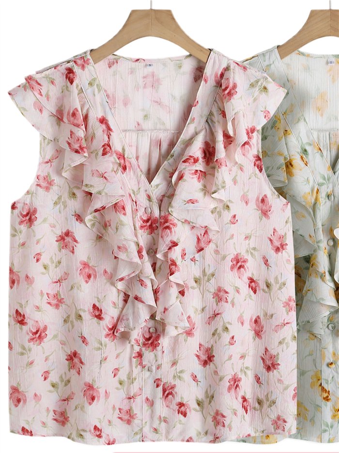 Blusa floral con volantes