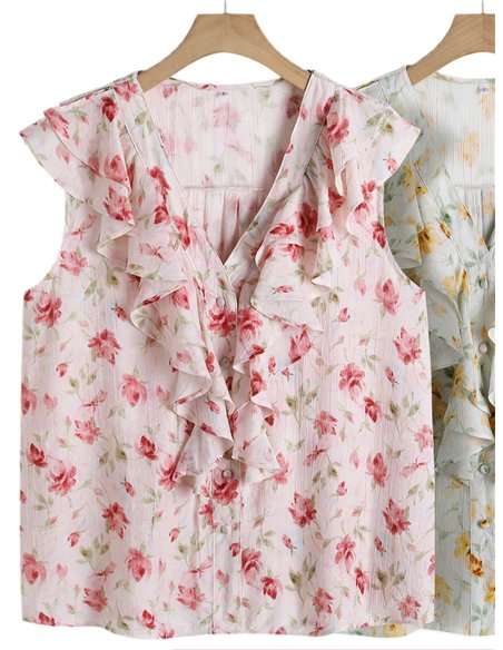 Blusa floral con volantes