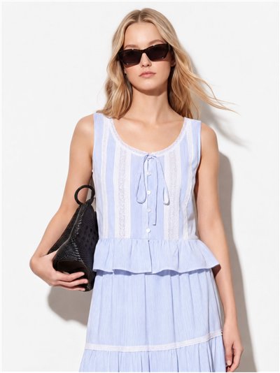 Top rayas con puntillas