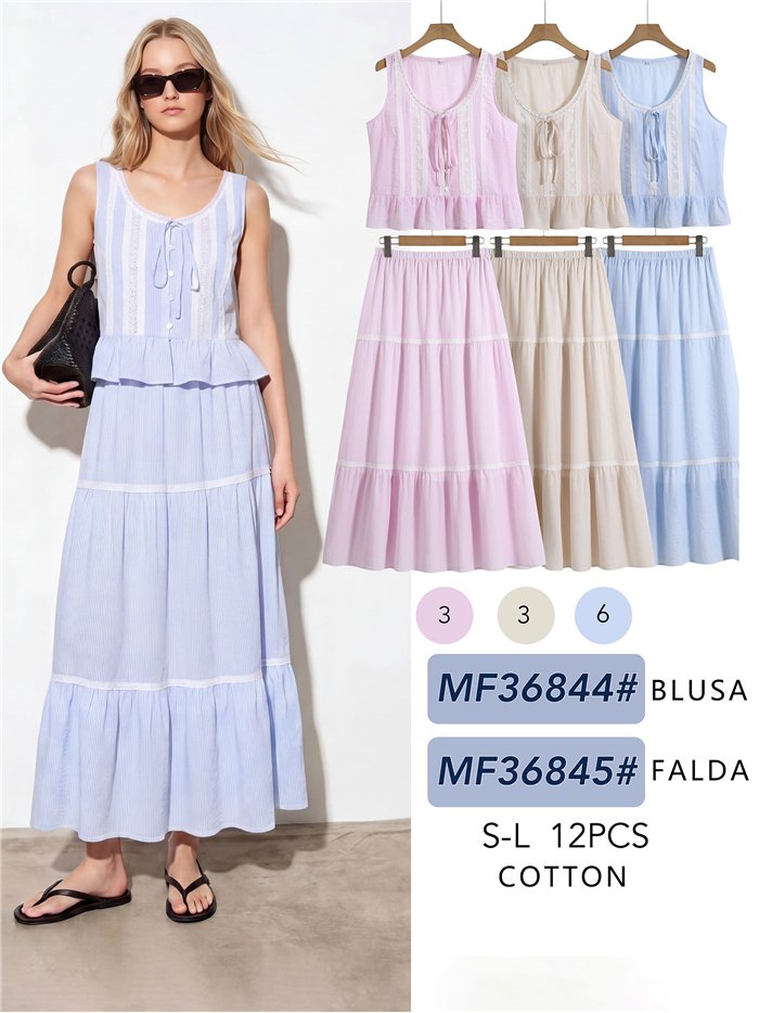 Top rayas con puntillas